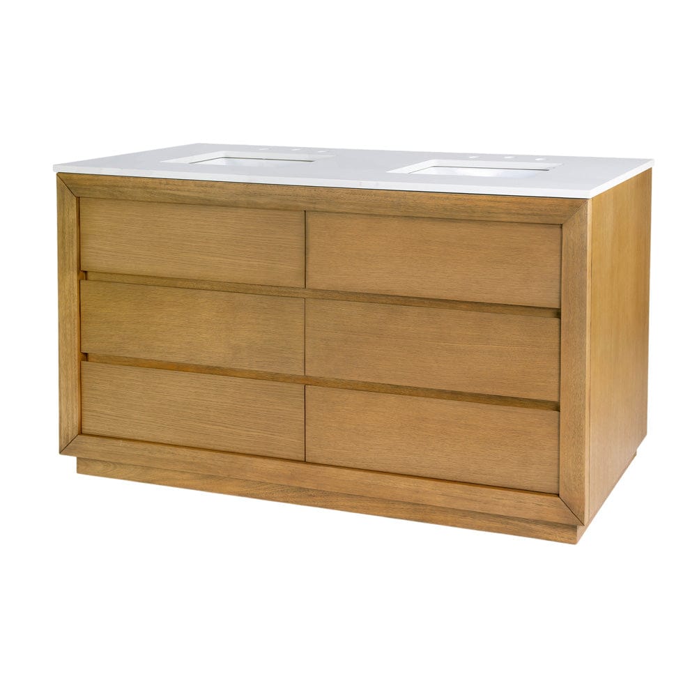 Butler Specialty Company - Brady 60 in. W Wood & Quartz Double Sink Bathroom Vanity, Natural - 5992452 view 1