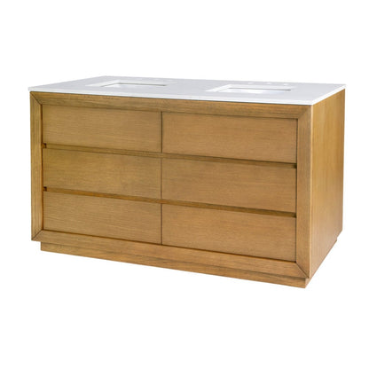 Butler Specialty Company - Brady 60 in. W Wood & Quartz Double Sink Bathroom Vanity, Natural - 5992452 view 1