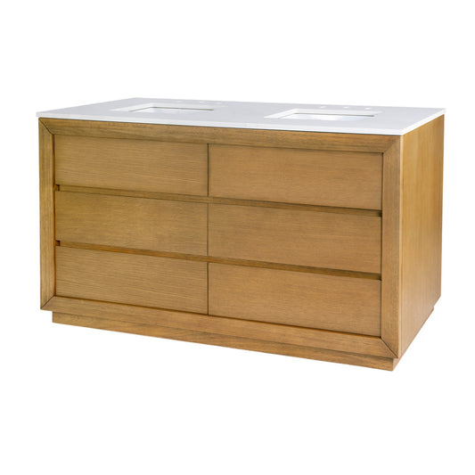 Butler Specialty Company - Brady 60 in. W Wood & Quartz Double Sink Bathroom Vanity, Natural - 5992452 view 1