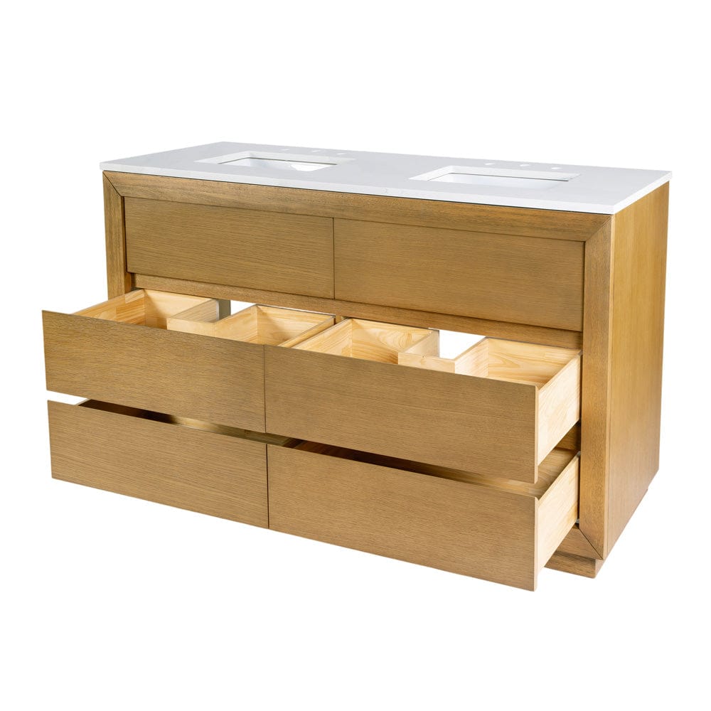 Butler Specialty Company - Brady 60 in. W Wood & Quartz Double Sink Bathroom Vanity, Natural - 5992452 view 3