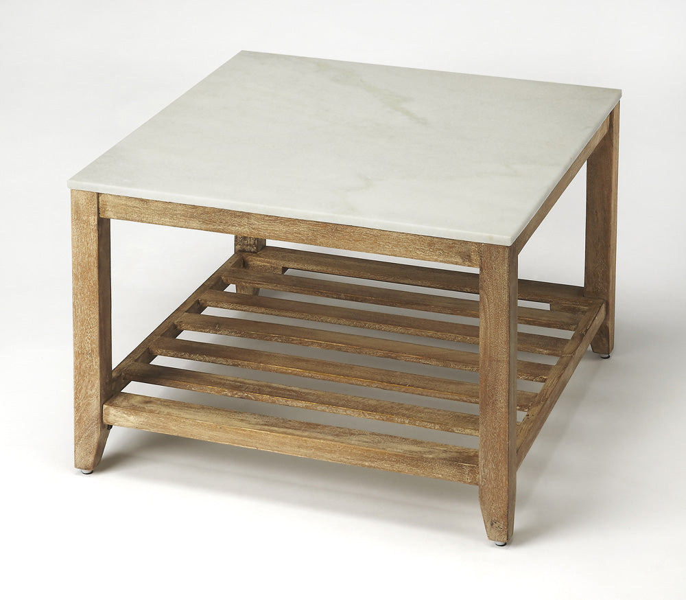 Butler Specialty Company - Brayden 24 in. W Square Marble & Wood Bunching Coffee Table, Light Brown - 9348312
