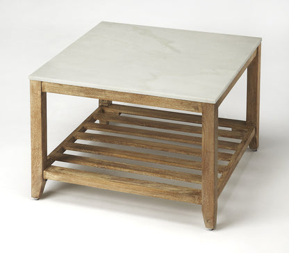 Butler Specialty Company - Brayden 24 in. W Square Marble & Wood Bunching Coffee Table, Light Brown - 9348312