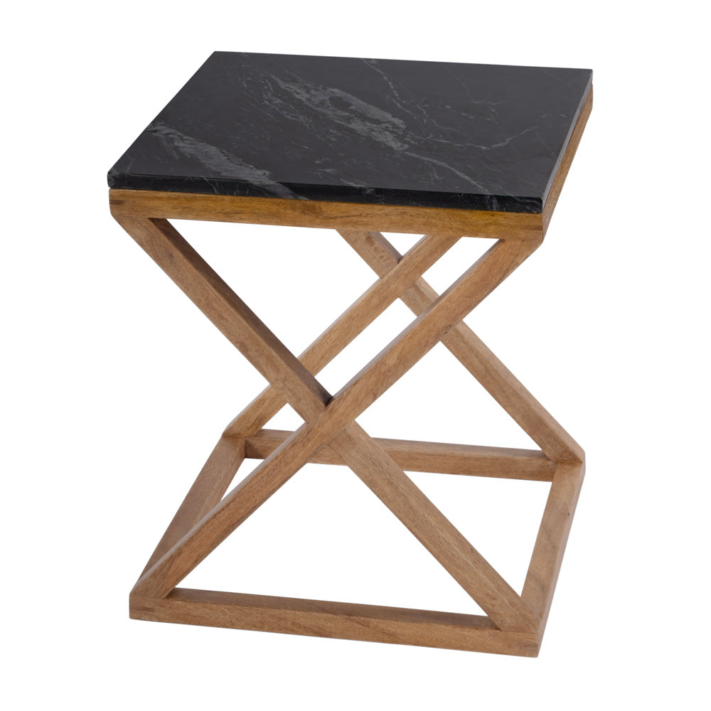 Butler Specialty Company - Braylon 17.75 in. W Square Marble & Wood X Base End Table, Black - 5329414 view 2