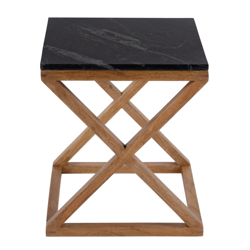 Butler Specialty Company - Braylon 17.75 in. W Square Marble & Wood X Base End Table, Black - 5329414 view 3