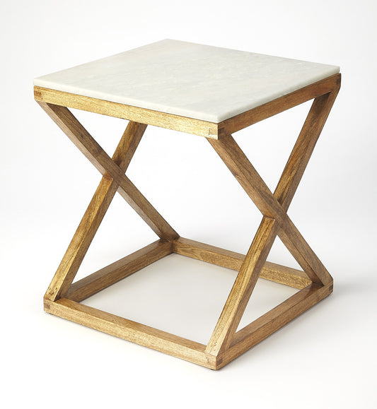 Butler Specialty Company - Braylon Marble & Wood End Table, Light Brown - 5329312