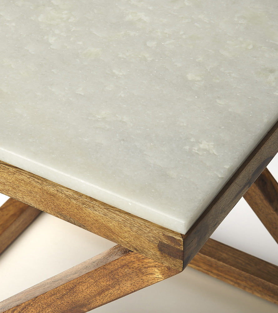 Butler Specialty Company - Braylon Marble & Wood End Table, Light Brown - 5329312