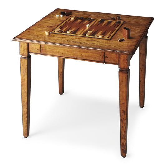 Butler Specialty Company - Breckinridge 30 in. W Square Wood 1 Drawer Rustic Game Table, Light Brown - 2364120