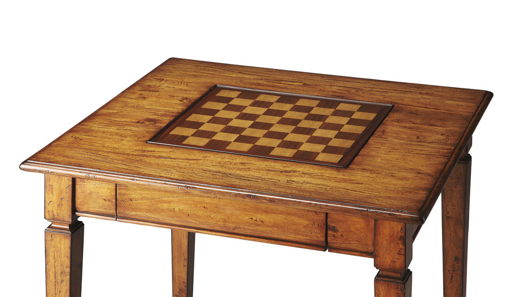 Butler Specialty Company - Breckinridge 30 in. W Square Wood 1 Drawer Rustic Game Table, Light Brown - 2364120