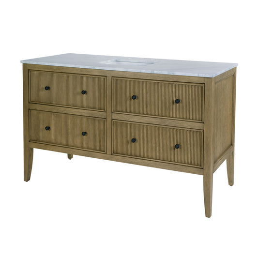 Butler Specialty Company - Bristol 60 in. W Marble and Wood 4 Drawer Ribbed Bathroom Vanity, Natural - 5996511 view 1