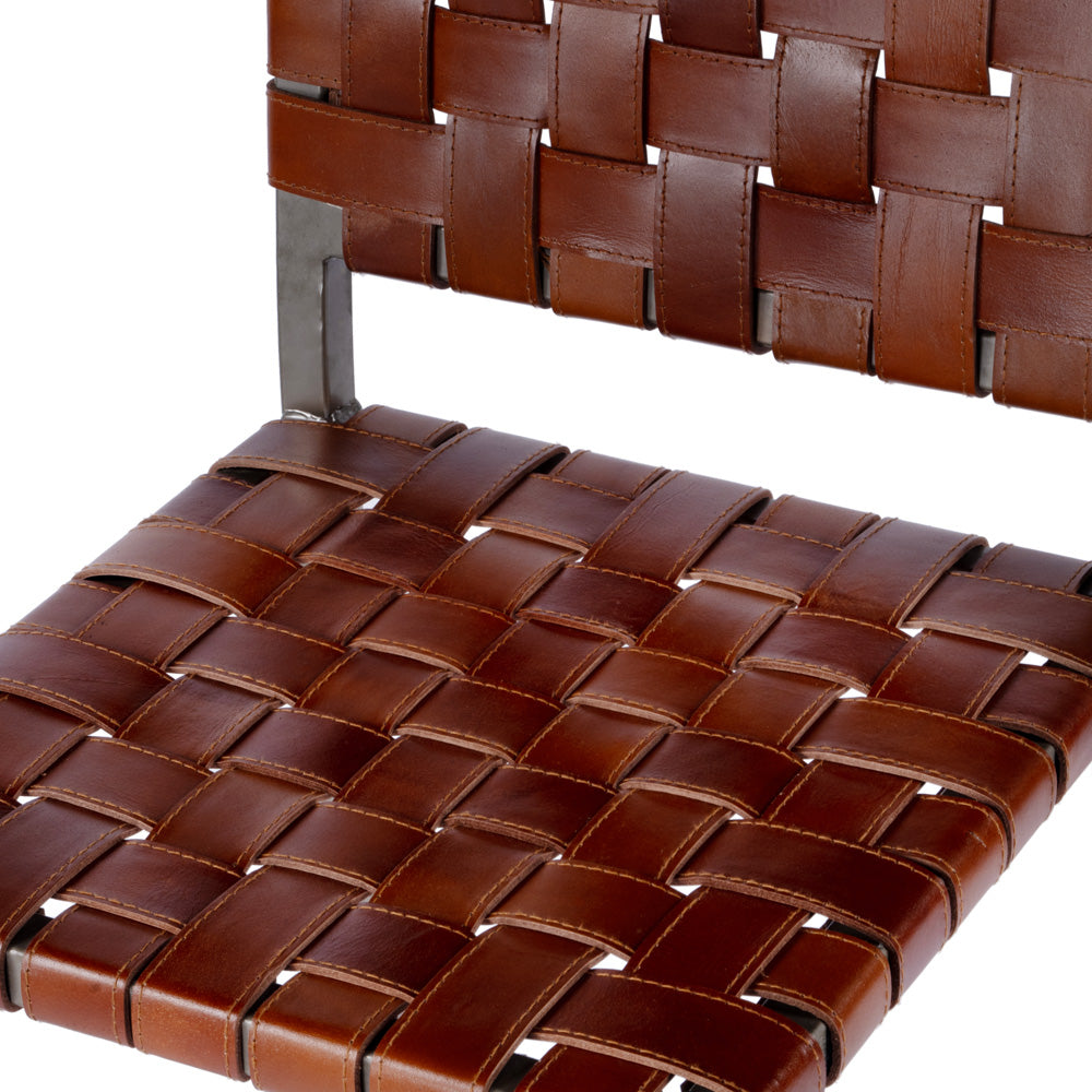 Butler Specialty Company - Bromley 24.5 in. Seat Height Leather & Iron Low Back Counter Height Stool with Footrest, Brown - 5762344
