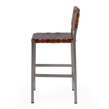 Butler Specialty Company - Bromley 24.5 in. Seat Height Leather & Iron Low Back Counter Height Stool with Footrest, Brown - 5762344