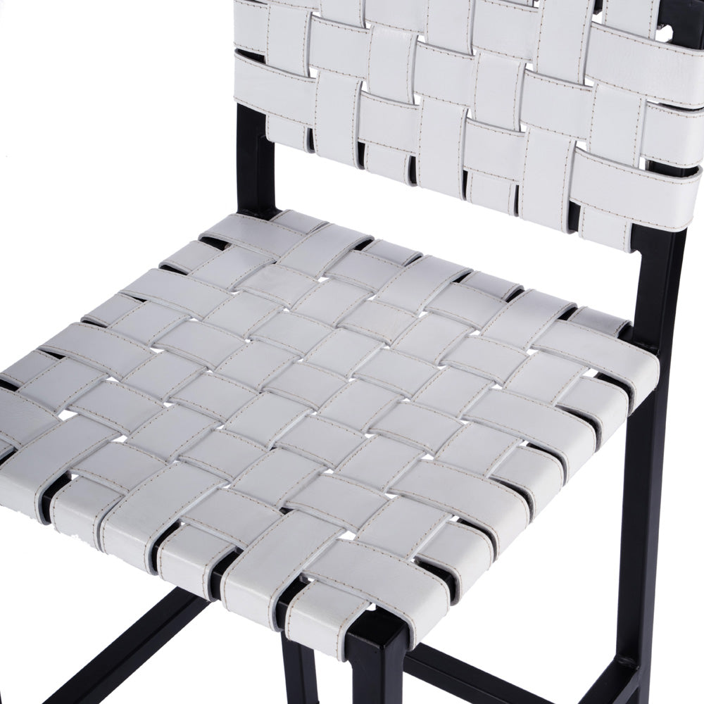 Butler Specialty Company - Bromley 24.5 in. Seat Height Leather & Iron Low Back Counter Height Stool with Footrest, White - 5762411