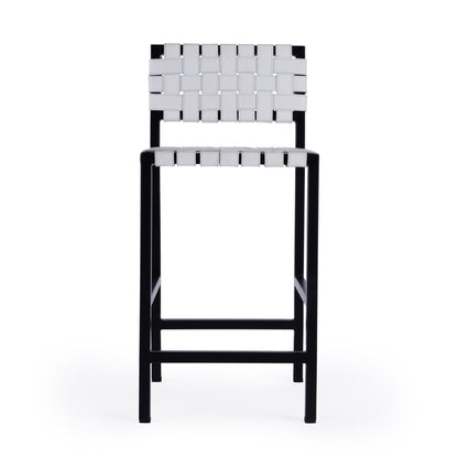 Butler Specialty Company - Bromley 24.5 in. Seat Height Leather & Iron Low Back Counter Height Stool with Footrest, White - 5762411