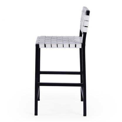 Butler Specialty Company - Bromley 24.5 in. Seat Height Leather & Iron Low Back Counter Height Stool with Footrest, White - 5762411