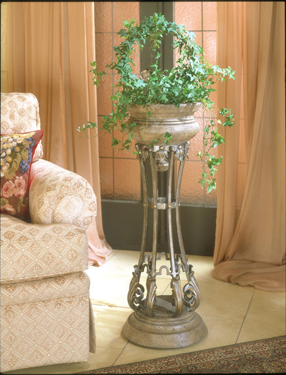 Butler Specialty Company - Budapest 13.5 in. W Oblong Metal & Stone Pedestal Planter, Gold - 935070