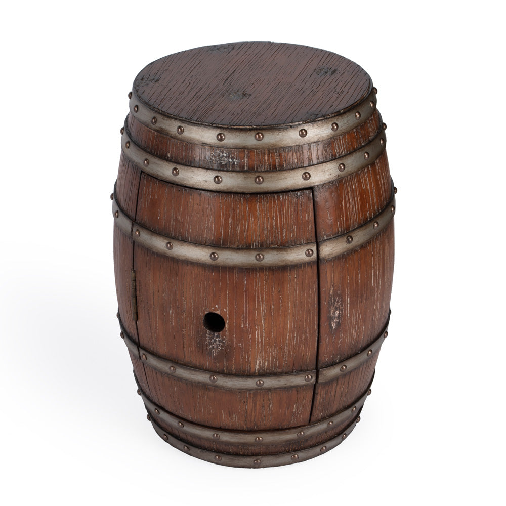 Butler Specialty Company - Calumet 15.76 in. W Round Wood Rustic Barrel Side Table, Dark Brown - 2520120