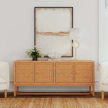 Butler Specialty Company - Captiva 76 in. W Rattan Sideboard/Accent Storage Cabinet with 4 Doors, Natural Brown - 5694404