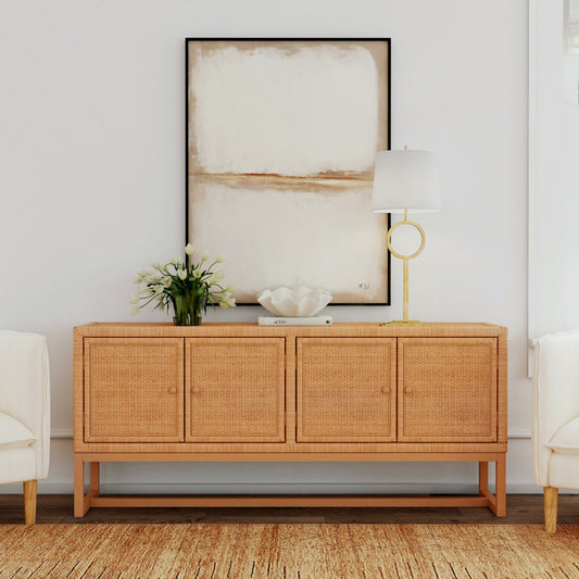 Butler Specialty Company - Captiva 76 in. W Rattan Sideboard/Accent Storage Cabinet with 4 Doors, Natural Brown - 5694404