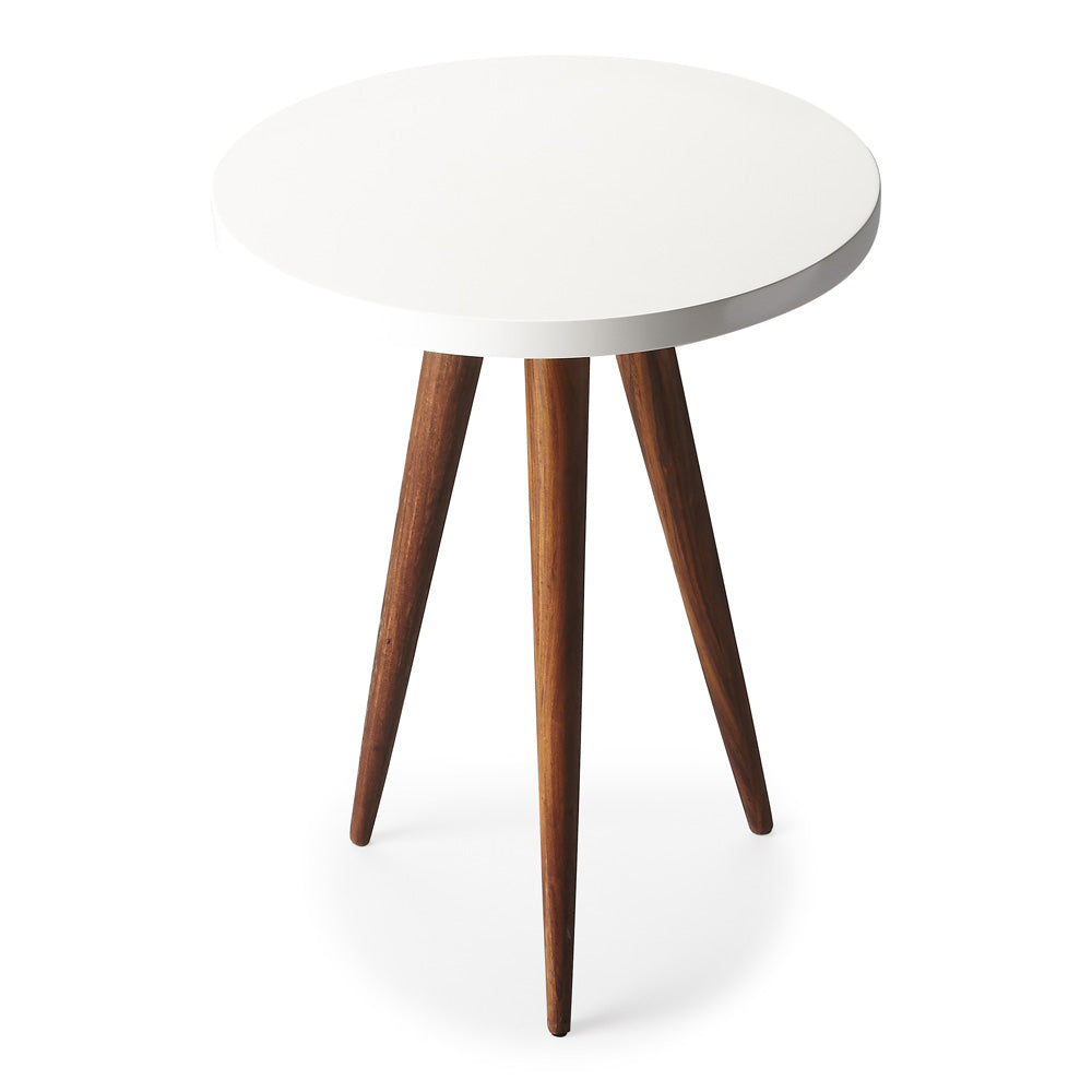 Butler Specialty Company - Carlsbad 15.75 in. W Round Wood Contemporary Bunching Side Table, White/Brown - 3304140