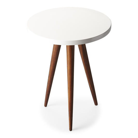 Butler Specialty Company - Carlsbad 15.75 in. W Round Wood Contemporary Bunching Side Table, White/Brown - 3304140