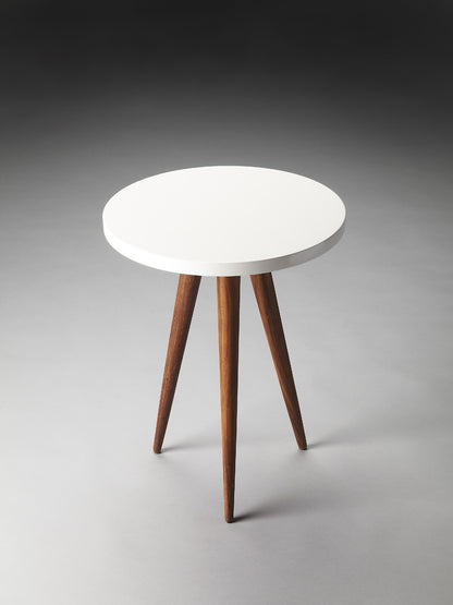 Butler Specialty Company - Carlsbad 15.75 in. W Round Wood Contemporary Bunching Side Table, White/Brown - 3304140