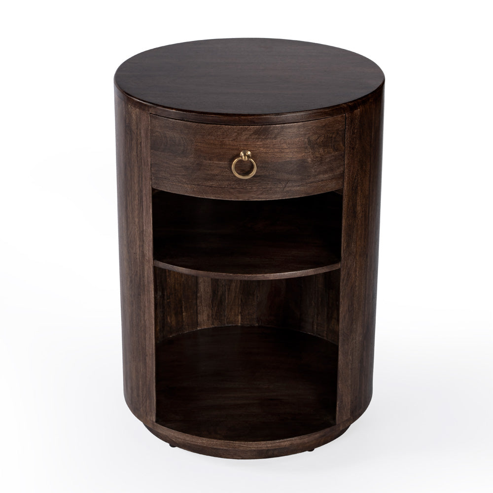 Butler Specialty Company - Carnolitta 17.75 Oval Wood 1 Drawer and Open Shelf End Table, Dark Brown - 5595354