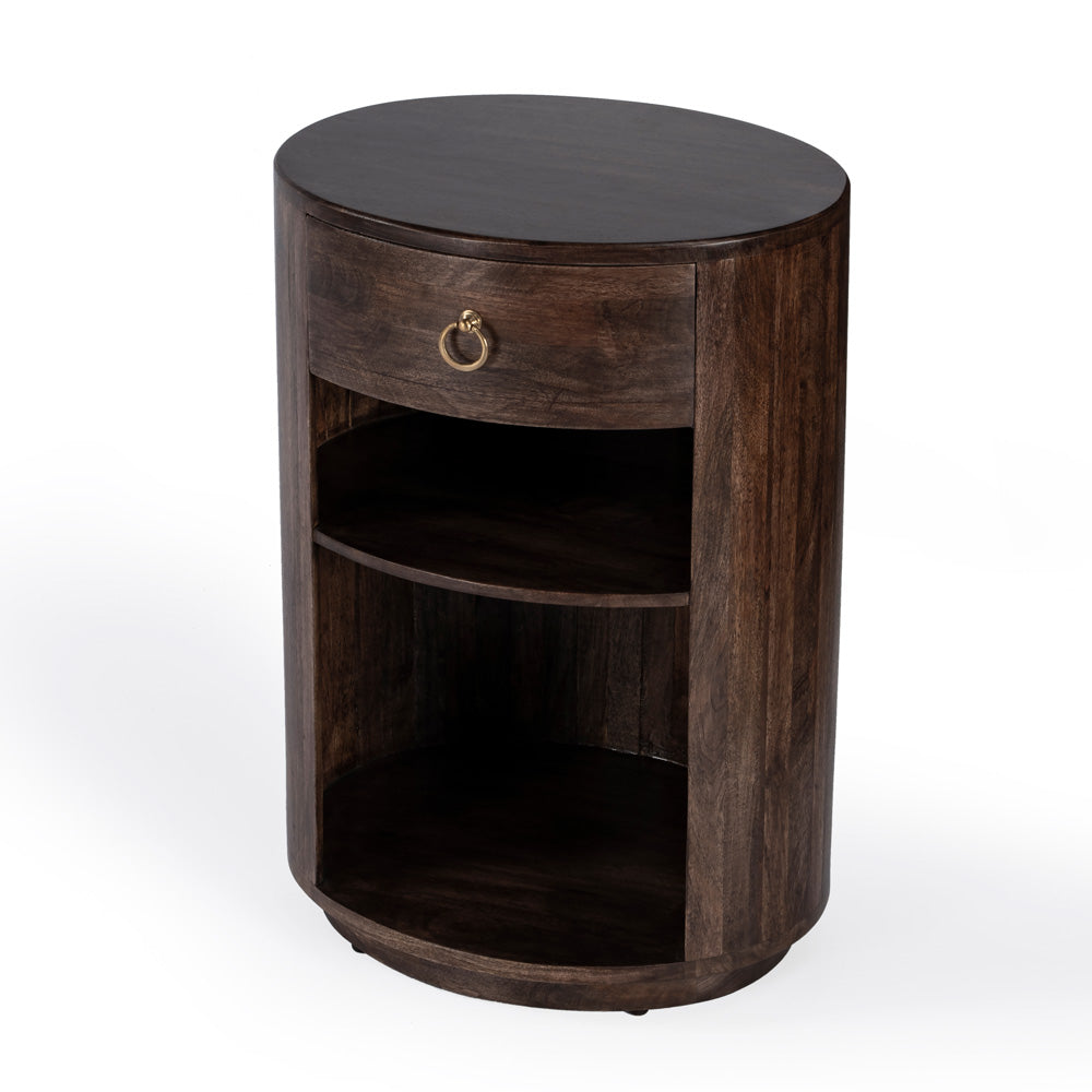 Butler Specialty Company - Carnolitta 17.75 Oval Wood 1 Drawer and Open Shelf End Table, Dark Brown - 5595354