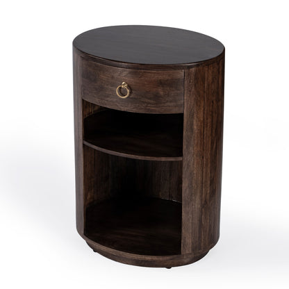 Butler Specialty Company - Carnolitta 17.75 Oval Wood 1 Drawer and Open Shelf End Table, Dark Brown - 5595354