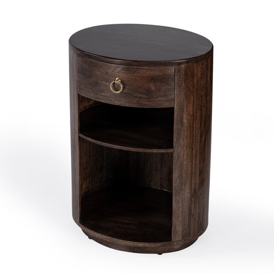 Butler Specialty Company - Carnolitta 17.75 Oval Wood 1 Drawer and Open Shelf End Table, Dark Brown - 5595354