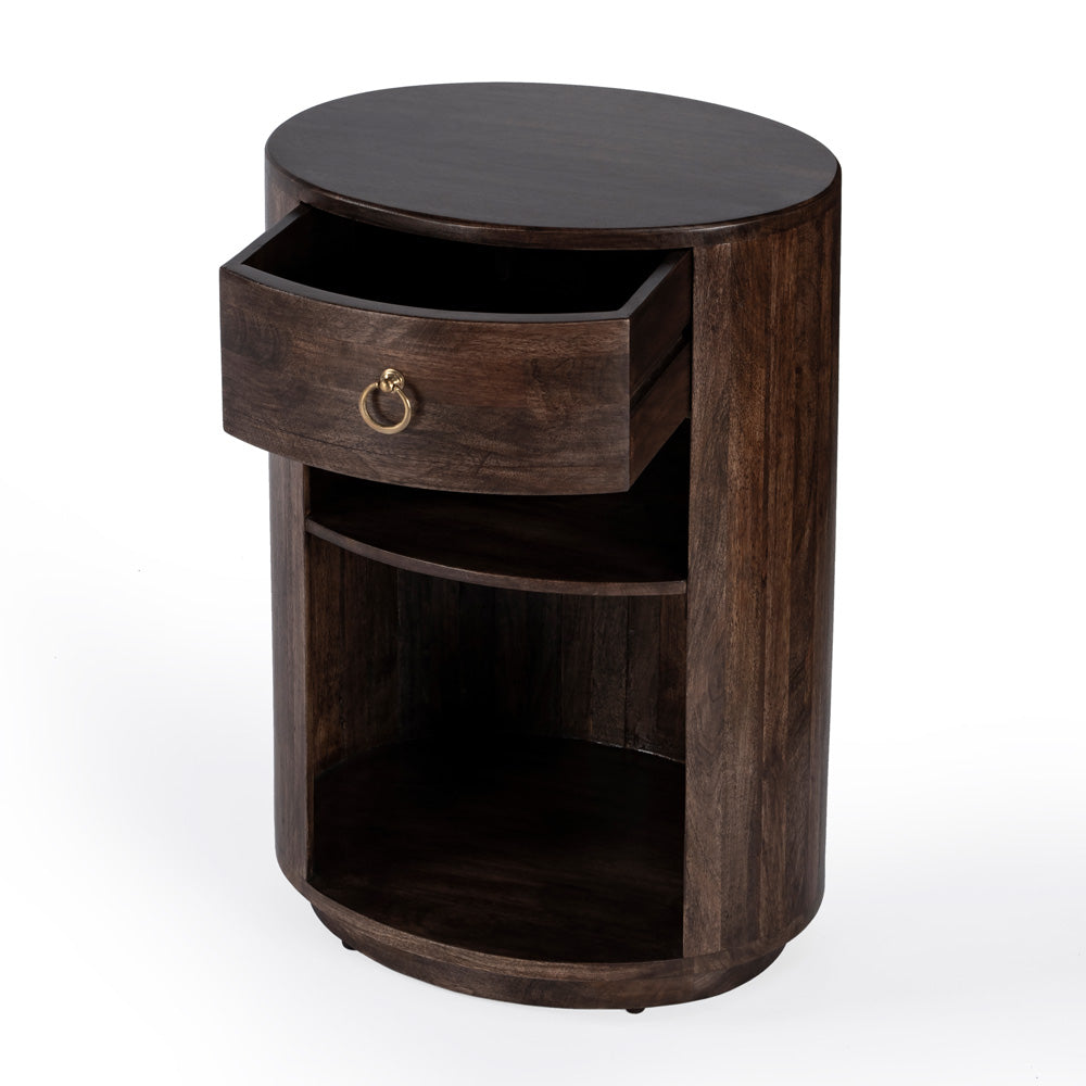 Butler Specialty Company - Carnolitta 17.75 Oval Wood 1 Drawer and Open Shelf End Table, Dark Brown - 5595354