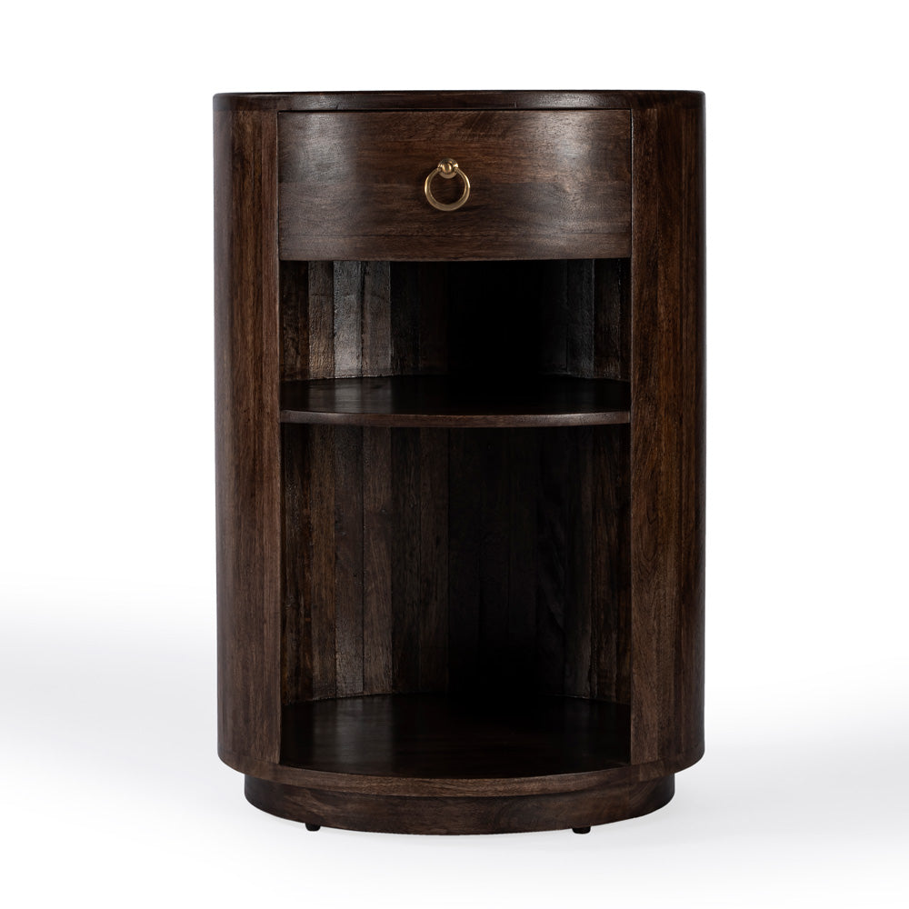 Butler Specialty Company - Carnolitta 17.75 Oval Wood 1 Drawer and Open Shelf End Table, Dark Brown - 5595354