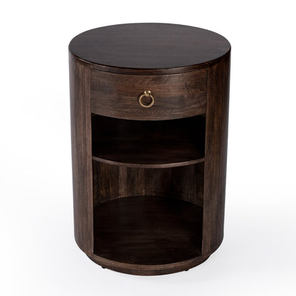 Butler Specialty Company - Carnolitta 17.75 Oval Wood 1 Drawer and Open Shelf End Table, Dark Brown - 5595354