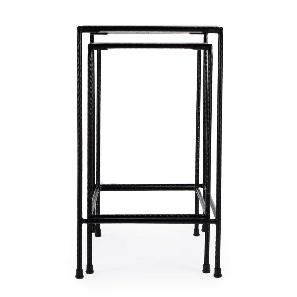 Butler Specialty Company - Carrera Rectangular Marble & Metal Set of 2 Nesting Tables, Black and White - 2870330