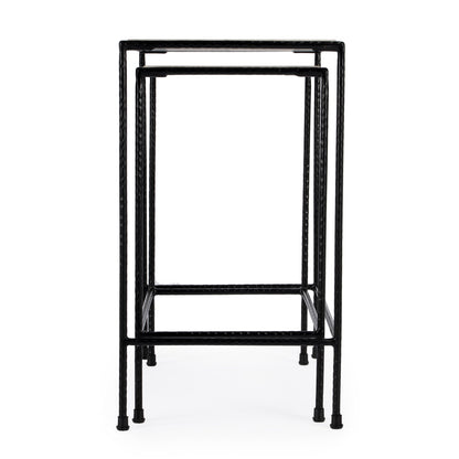 Butler Specialty Company - Carrera Rectangular Marble & Metal Set of 2 Nesting Tables, Black and White - 2870330