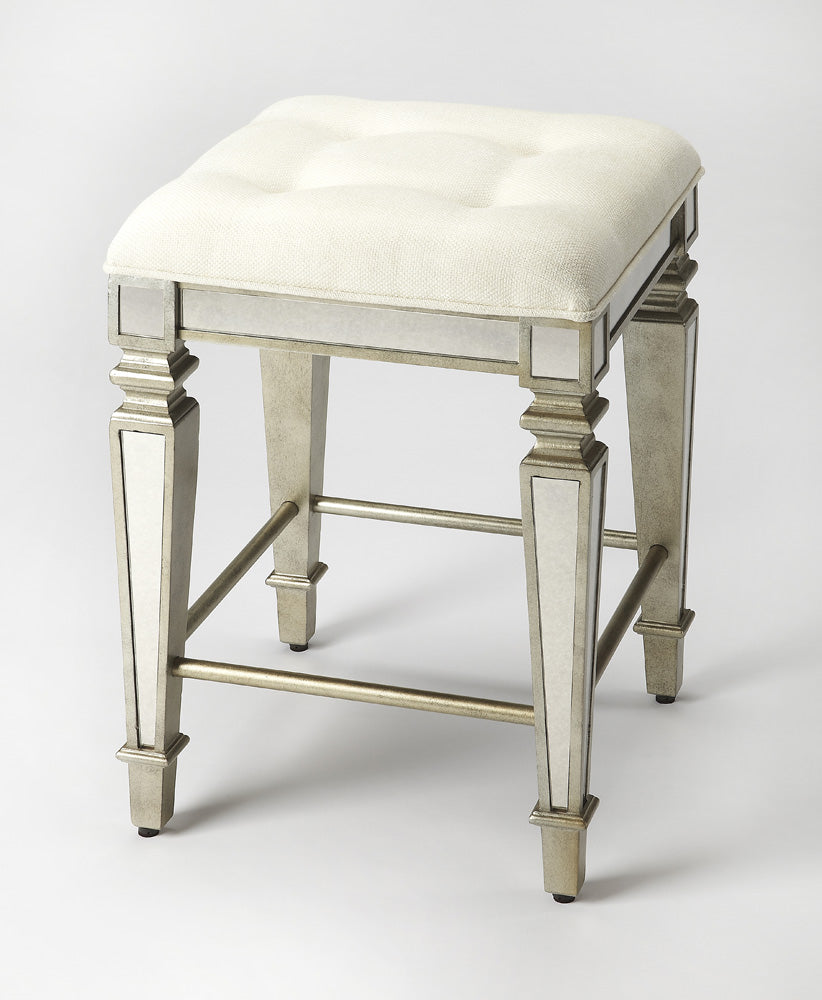 Butler Specialty Company - Celeste 26 in. Seat Height Upholstered & Mirrored Counter Height Stool, Silver - 3751146_CLOSEOUT