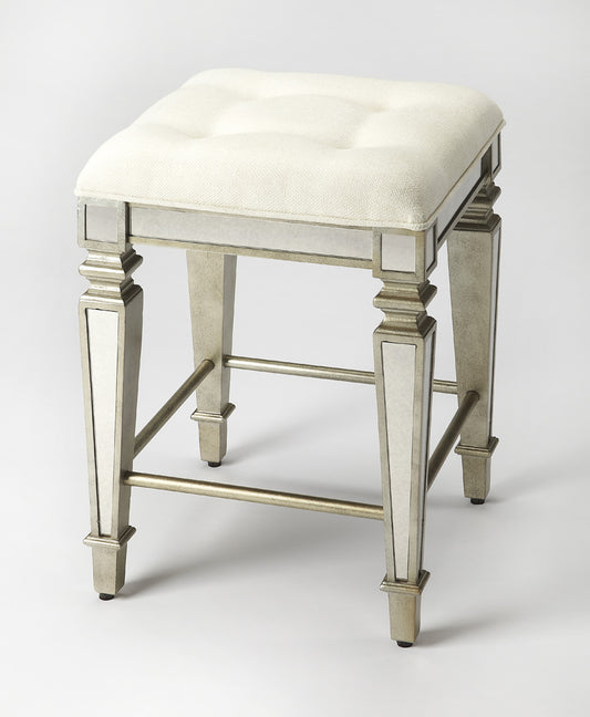 Butler Specialty Company - Celeste 26 in. Seat Height Upholstered & Mirrored Counter Height Stool, Silver - 3751146_CLOSEOUT