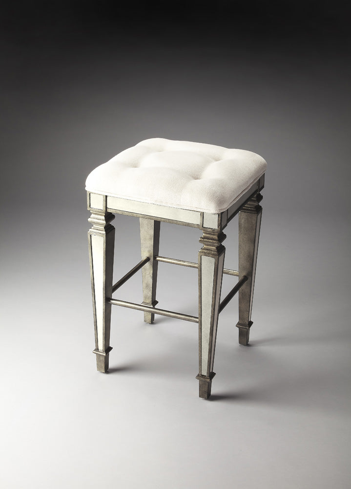 Butler Specialty Company - Celeste 30 in. Seat Height Upholstered & Mirrored Bar Height Stool, Silver - 3505146