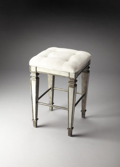 Butler Specialty Company - Celeste 30 in. Seat Height Upholstered & Mirrored Bar Height Stool, Silver - 3505146