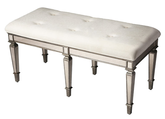 Butler Specialty Company - Celeste 42.25 W Upholstered & Mirrored Bench, Silver - 3034146