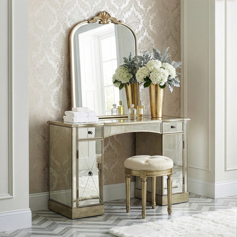 Butler Specialty Company - Celeste 43 in. W Rectangular Antique Mirror & Wood 2 Drawer Vanity Table, Silver - 2909146 view 7