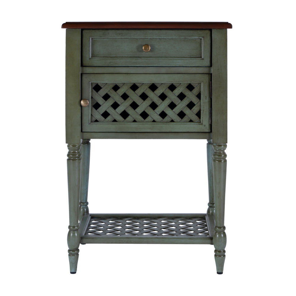 Butler Specialty Company - Chadway 20 in. W Rectangular Wood 1 Drawer 1 Door Rustic End Table, Green - 9368286