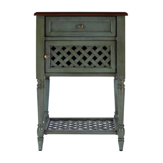 Butler Specialty Company - Chadway 20 in. W Rectangular Wood 1 Drawer 1 Door Rustic End Table, Green - 9368286