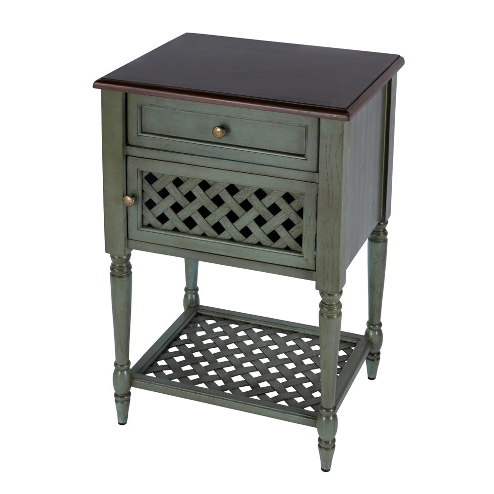 Butler Specialty Company - Chadway 20 in. W Rectangular Wood 1 Drawer 1 Door Rustic End Table, Green - 9368286