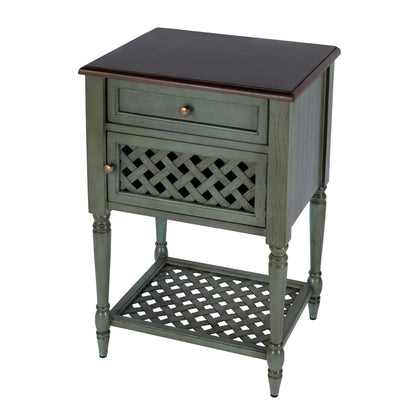 Butler Specialty Company - Chadway 20 in. W Rectangular Wood 1 Drawer 1 Door Rustic End Table, Green - 9368286