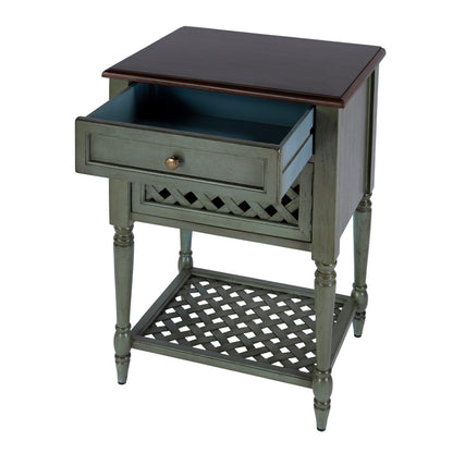 Butler Specialty Company - Chadway 20 in. W Rectangular Wood 1 Drawer 1 Door Rustic End Table, Green - 9368286