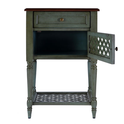 Butler Specialty Company - Chadway 20 in. W Rectangular Wood 1 Drawer 1 Door Rustic End Table, Green - 9368286