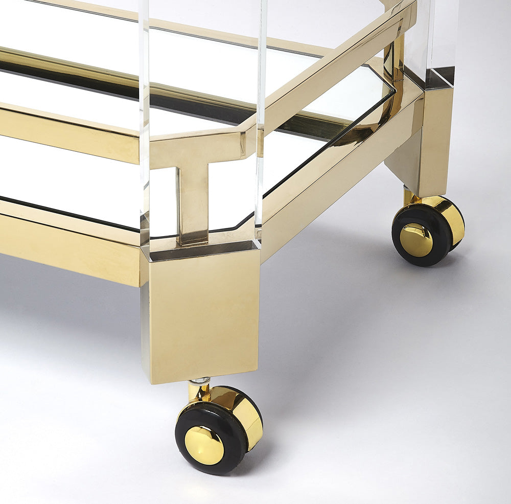 Butler Specialty Company - Charlevoix Acrylic & Serving Cart, Gold - 5408335