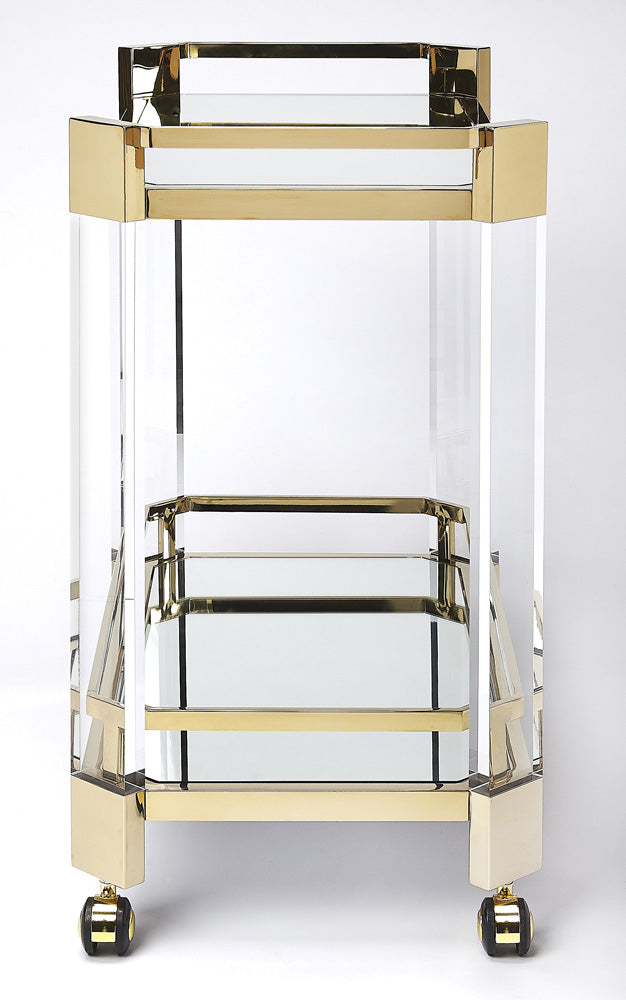 Butler Specialty Company - Charlevoix Acrylic & Serving Cart, Gold - 5408335