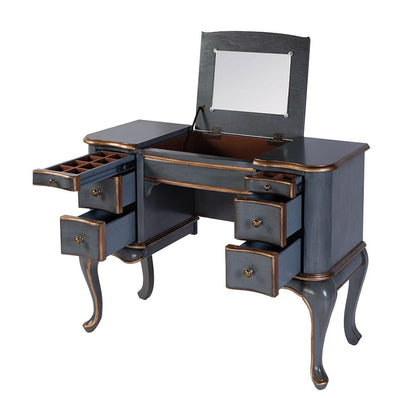 Butler Specialty Company - Charlotte 40 in. W Rectangular Wood Vanity/Valet Desk w Storage Drawers and Mirror, Pastel Blue - 735483 View 2