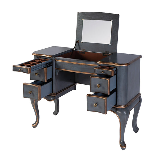 Butler Specialty Company - Charlotte 40 in. W Rectangular Wood Vanity/Valet Desk w Storage Drawers and Mirror, Pastel Blue - 735483 View 2